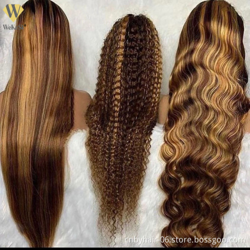 Cheap Wholesale 100% HD Full Lace Part Frontal Brazilian Virgin Hair Highlight Lace Front Human Hair Wigs For Black Women